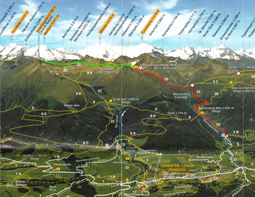 Karte der Bergtour